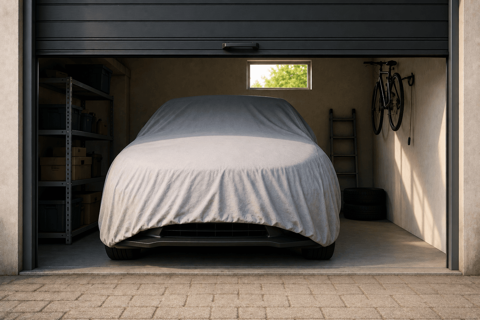 Macchina ferma dentro un garage